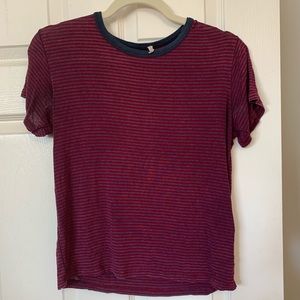 Maroon/grey striped t-shirt